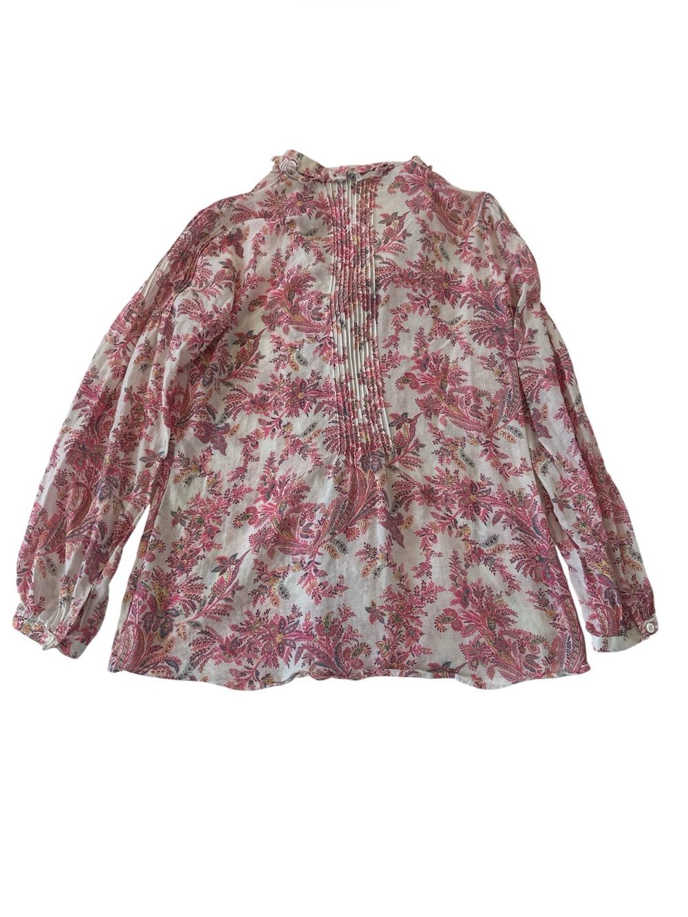 Bogner Floral Ruffle Pintuck Button Down Blouse - Picture 5 of 8